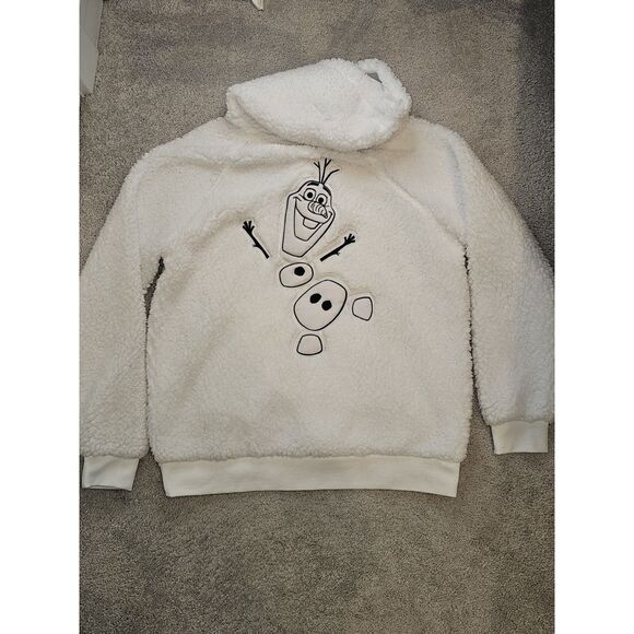 Disney’s Her Universe Frozen 2 Olaf Frozen Fuzzy Hoodie Sweater Size Large - Picture 5 of 7